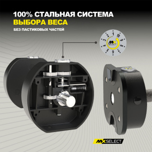 Гантели регулируемые MX Select MX100 EVO, рифленая стальная рукоять, вес 5.9-45.4 кг, 2 шт