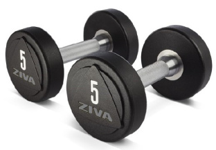 Набор гантелей с уретановым покрытием MATRIX Ziva от 1 до 10 кг., шаг 1 кг., 10 пар